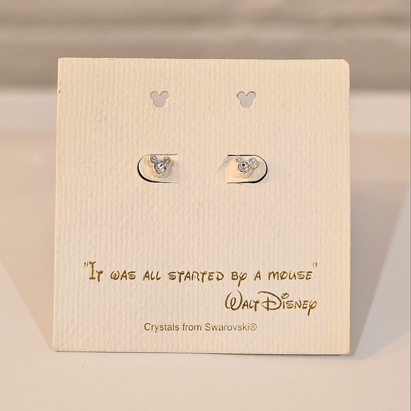 Swarovski Crystal Sterling Silver Mickey Mouse Earrings - Picture 1 of 2